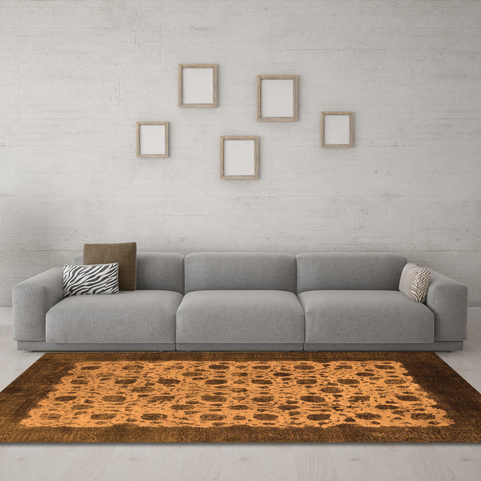 Machine Washable Oriental Orange Industrial Area Rugs in a Living Room, wshurb658org