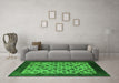 Machine Washable Oriental Green Industrial Area Rugs in a Living Room,, wshurb658grn