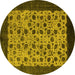 Round Machine Washable Oriental Yellow Industrial Rug, wshurb658yw