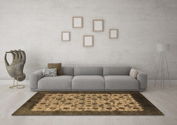 Machine Washable Oriental Brown Industrial Rug in a Living Room,, wshurb658brn