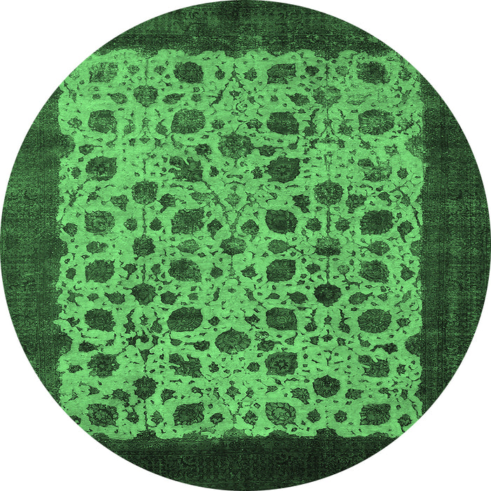 Round Oriental Emerald Green Industrial Rug, urb658emgrn