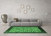 Machine Washable Oriental Emerald Green Industrial Area Rugs in a Living Room,, wshurb658emgrn