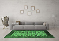 Machine Washable Oriental Emerald Green Industrial Rug, wshurb658emgrn