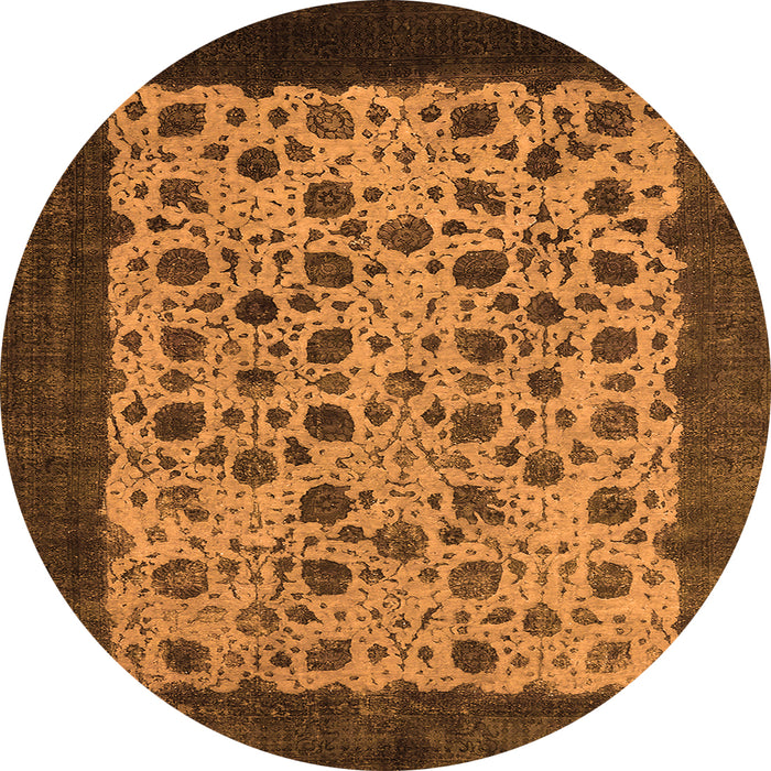 Round Oriental Orange Industrial Rug, urb658org