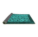 Sideview of Oriental Turquoise Industrial Rug, urb658turq