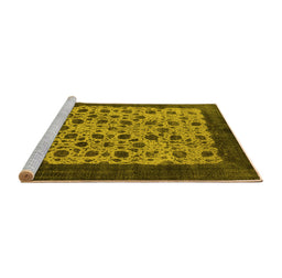 Sideview of Machine Washable Oriental Yellow Industrial Rug, wshurb658yw