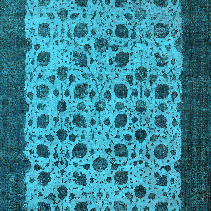 Machine Washable Oriental Light Blue Industrial Rug, wshurb658lblu