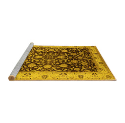 Sideview of Machine Washable Oriental Yellow Industrial Rug, wshurb659yw