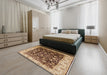 Mid-Century Modern Red Brown Oriental Rug in a Bedroom, urb659