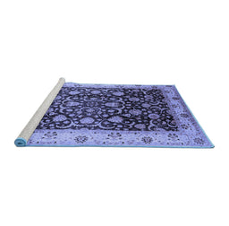 Sideview of Machine Washable Oriental Blue Industrial Rug, wshurb659blu
