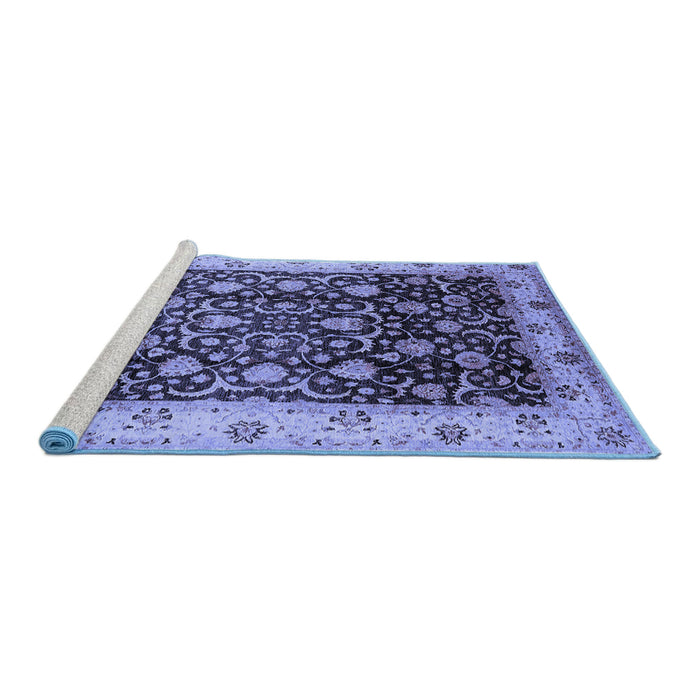 Sideview of Machine Washable Oriental Blue Industrial Rug, wshurb659blu