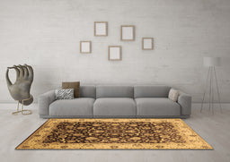 Machine Washable Oriental Brown Industrial Rug in a Living Room,, wshurb659brn