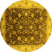 Round Oriental Yellow Industrial Rug, urb659yw