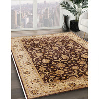 Mid-Century Modern Red Brown Oriental Rug, urb659