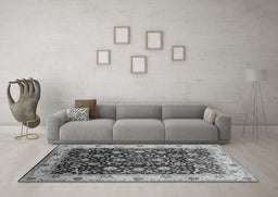 Machine Washable Oriental Gray Industrial Rug in a Living Room,, wshurb659gry