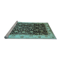 Sideview of Machine Washable Oriental Light Blue Industrial Rug, wshurb659lblu