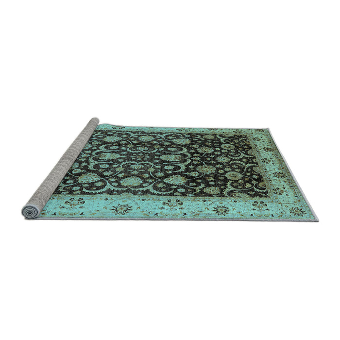 Sideview of Machine Washable Oriental Light Blue Industrial Rug, wshurb659lblu