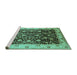 Sideview of Machine Washable Oriental Turquoise Industrial Area Rugs, wshurb659turq