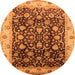 Round Machine Washable Oriental Orange Industrial Area Rugs, wshurb659org