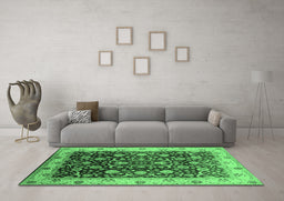 Machine Washable Oriental Emerald Green Industrial Area Rugs in a Living Room,, wshurb659emgrn