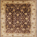 Square Mid-Century Modern Red Brown Oriental Rug, urb659