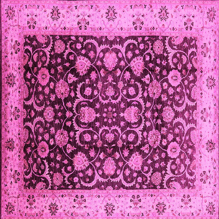Square Machine Washable Oriental Pink Industrial Rug, wshurb659pnk