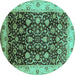 Round Oriental Turquoise Industrial Rug, urb659turq