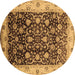 Round Oriental Brown Industrial Rug, urb659brn