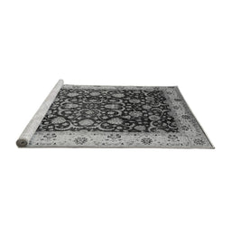 Sideview of Machine Washable Oriental Gray Industrial Rug, wshurb659gry