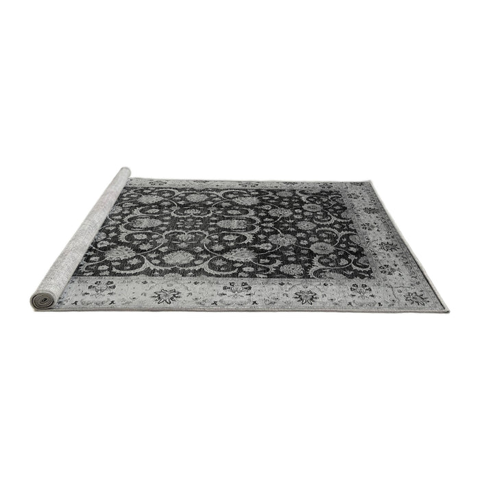 Sideview of Machine Washable Oriental Gray Industrial Rug, wshurb659gry
