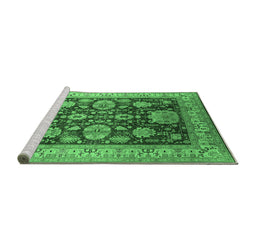 Sideview of Machine Washable Oriental Emerald Green Industrial Area Rugs, wshurb660emgrn