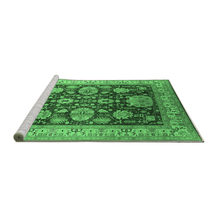 Sideview of Machine Washable Oriental Emerald Green Industrial Area Rugs, wshurb660emgrn