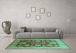 Machine Washable Oriental Turquoise Industrial Area Rugs in a Living Room,, wshurb660turq