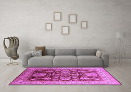 Machine Washable Oriental Purple Industrial Area Rugs in a Living Room, wshurb660pur