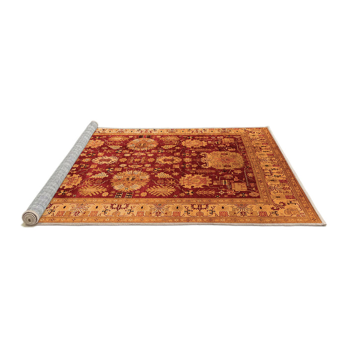 Sideview of Machine Washable Oriental Orange Industrial Area Rugs, wshurb660org