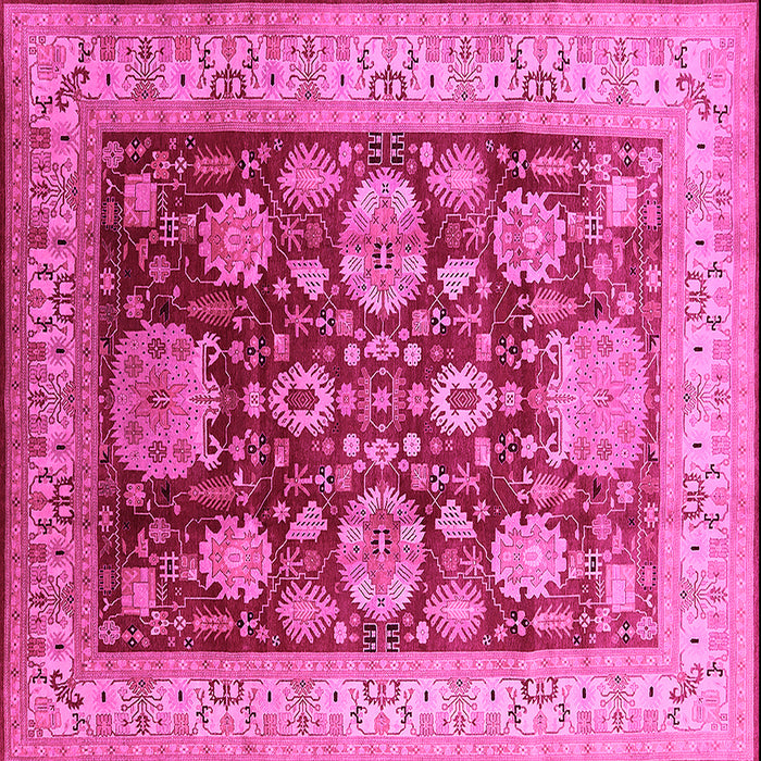 Square Machine Washable Oriental Pink Industrial Rug, wshurb660pnk