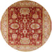 Round Mid-Century Modern Brown Sand Brown Oriental Rug, urb660