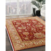 Mid-Century Modern Brown Sand Brown Oriental Rug in Family Room, urb660