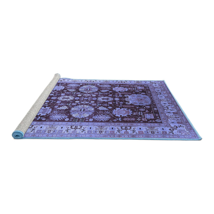 Sideview of Machine Washable Oriental Blue Industrial Rug, wshurb660blu
