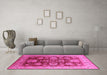 Machine Washable Oriental Pink Industrial Rug in a Living Room, wshurb660pnk