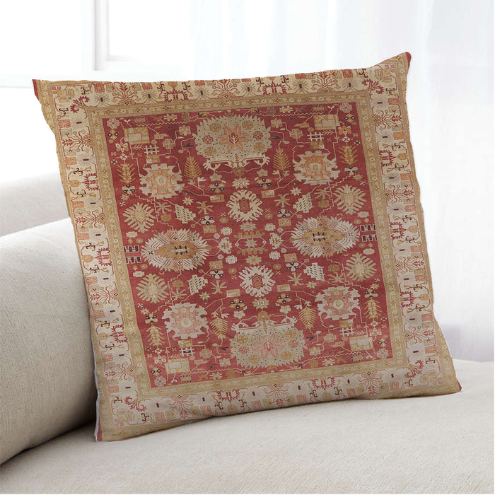 Lifestyle Image of Mid-Century Modern Urban Square Brown Sand Brown Throw Pillow, 18 inch by 18 inch, pwurb660