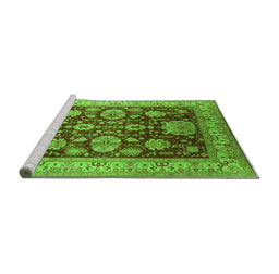 Sideview of Machine Washable Oriental Green Industrial Area Rugs, wshurb660grn
