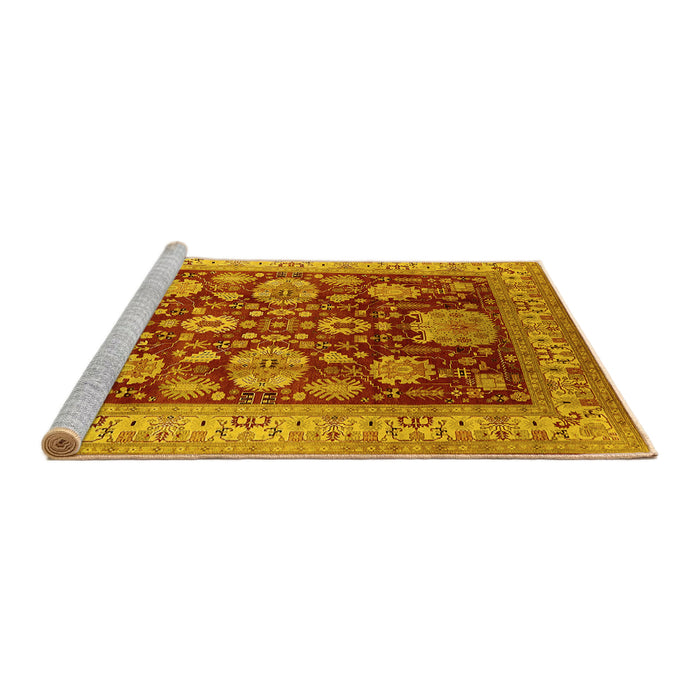 Sideview of Machine Washable Oriental Yellow Industrial Rug, wshurb660yw