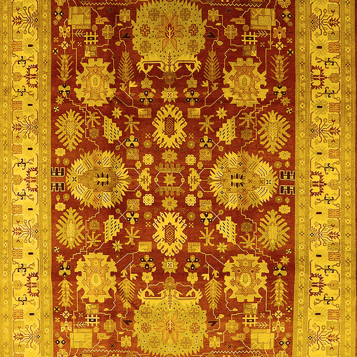 Machine Washable Oriental Yellow Industrial Rug, wshurb660yw