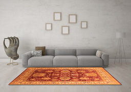 Machine Washable Oriental Orange Industrial Area Rugs in a Living Room, wshurb660org