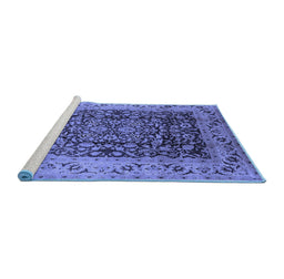Sideview of Machine Washable Oriental Blue Industrial Rug, wshurb661blu
