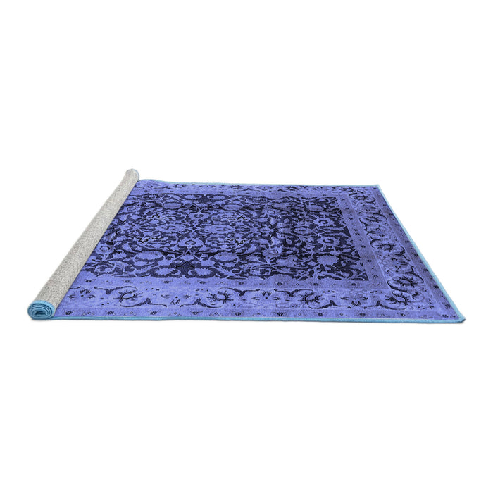 Sideview of Machine Washable Oriental Blue Industrial Rug, wshurb661blu