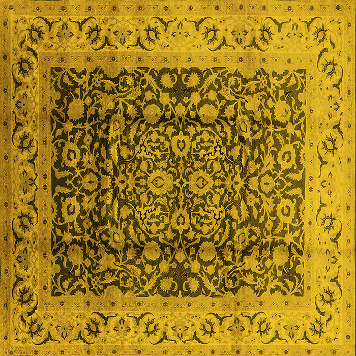 Square Machine Washable Oriental Yellow Industrial Rug, wshurb661yw