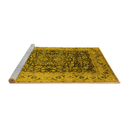 Sideview of Machine Washable Oriental Yellow Industrial Rug, wshurb661yw