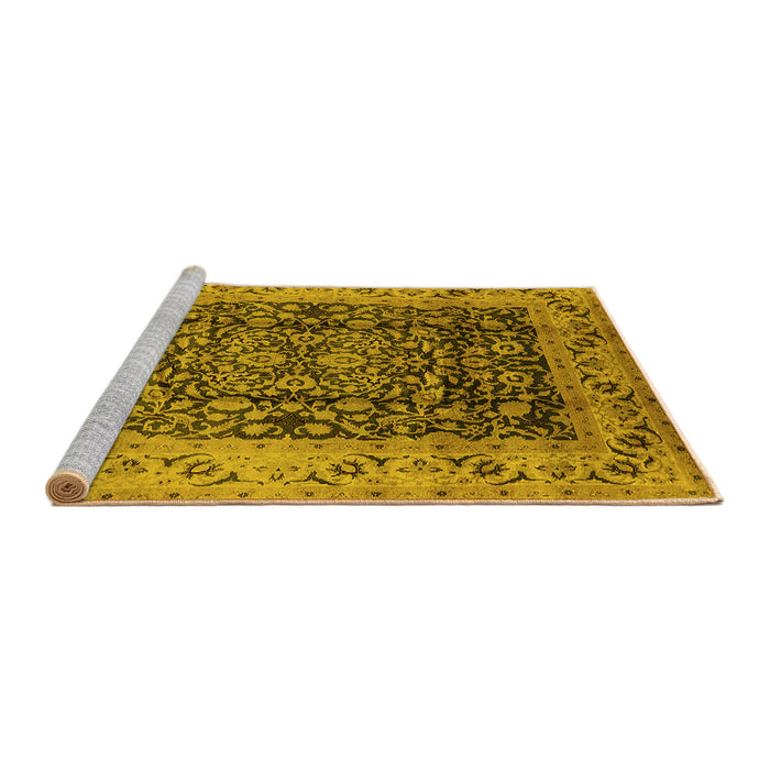 Sideview of Machine Washable Oriental Yellow Industrial Rug, wshurb661yw